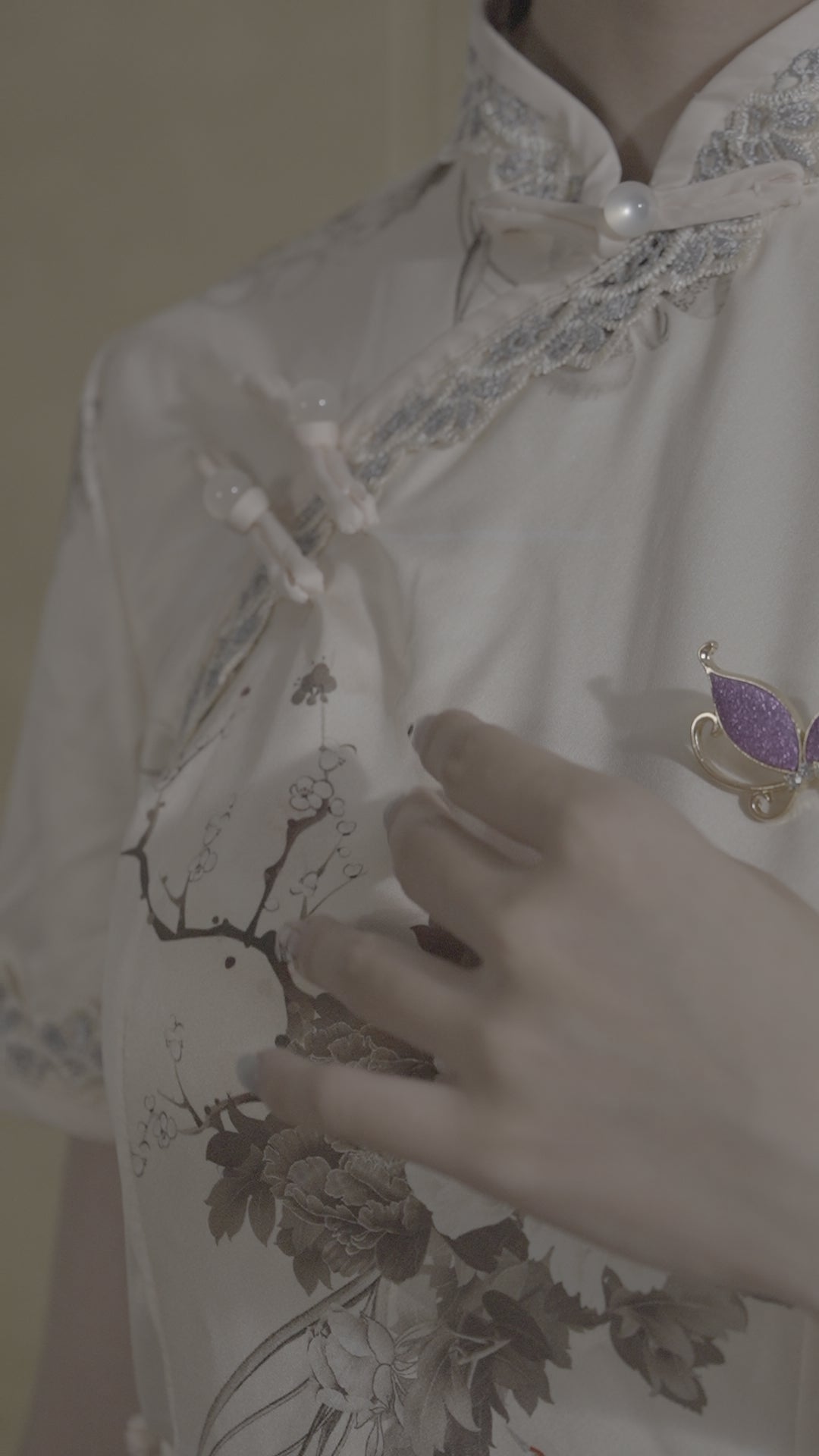 FEI TIAN XIU SE Handmade embroidered brooch,Chinese Heritage Art for
