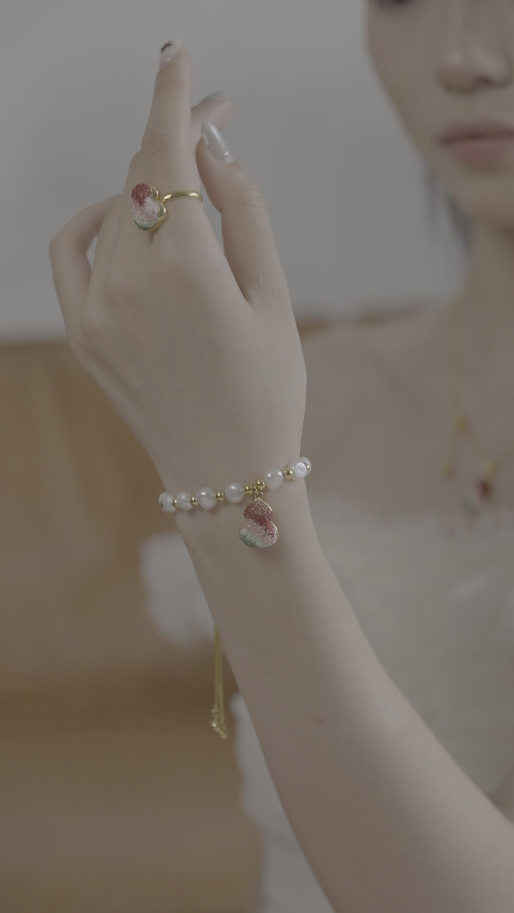 FEI TIAN XIU SE24K Thick Gold Plated Charm Bracelet Women Gelang Light Luxury Birthday Gift